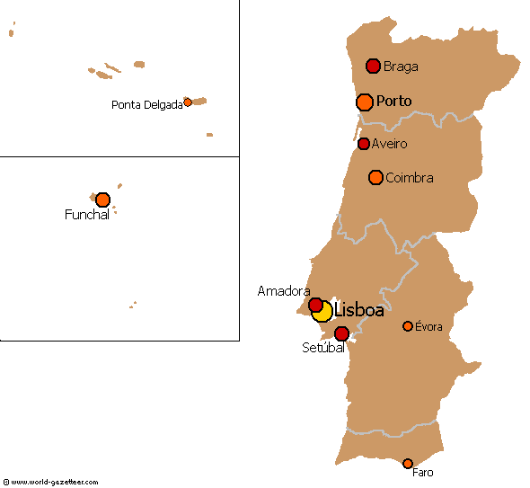 Divisões administrativas de Portugal - Cidades Portuguesas